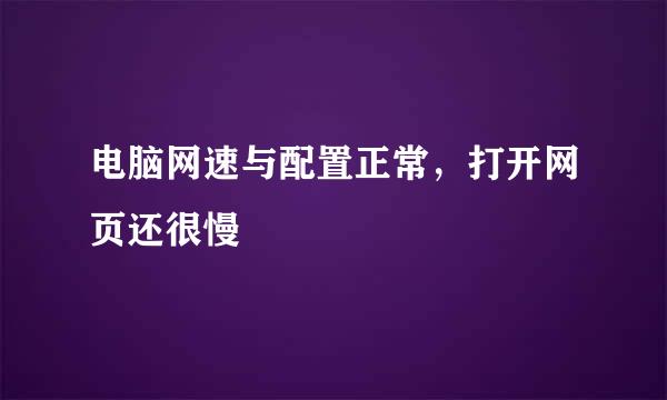 电脑网速与配置正常，打开网页还很慢