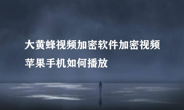 大黄蜂视频加密软件加密视频苹果手机如何播放