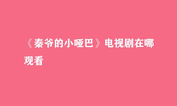 《秦爷的小哑巴》电视剧在哪观看