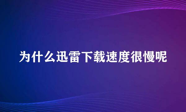 为什么迅雷下载速度很慢呢
