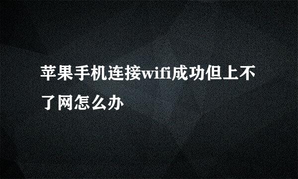 苹果手机连接wifi成功但上不了网怎么办