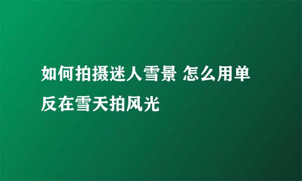 如何拍摄迷人雪景 怎么用单反在雪天拍风光