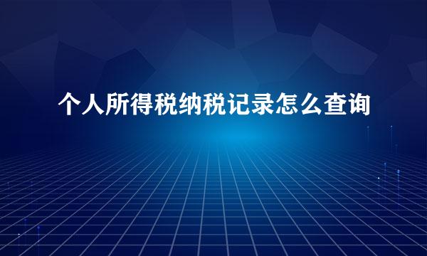 个人所得税纳税记录怎么查询