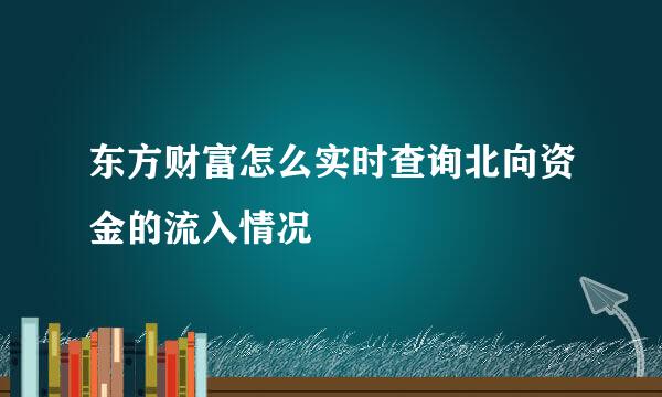 东方财富怎么实时查询北向资金的流入情况