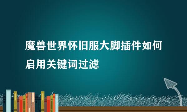 魔兽世界怀旧服大脚插件如何启用关键词过滤