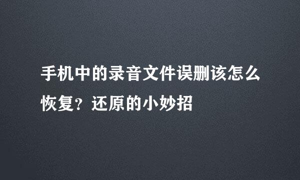 手机中的录音文件误删该怎么恢复？还原的小妙招