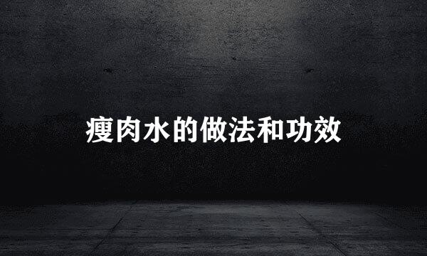 瘦肉水的做法和功效