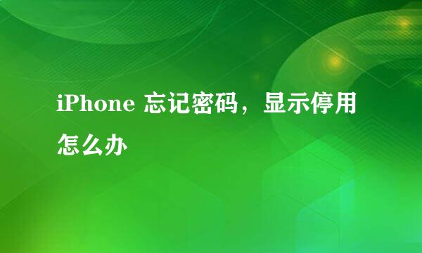 iPhone 忘记密码，显示停用怎么办