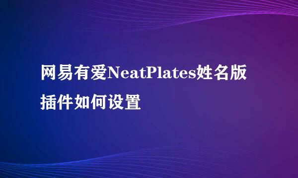 网易有爱NeatPlates姓名版插件如何设置