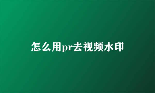 怎么用pr去视频水印