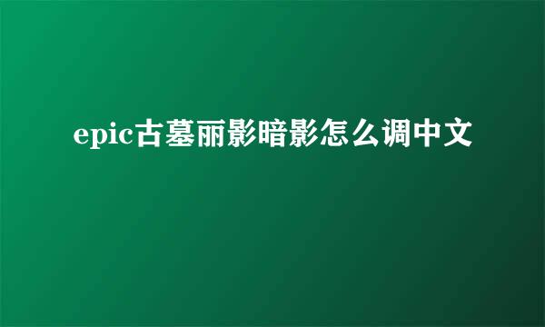 epic古墓丽影暗影怎么调中文
