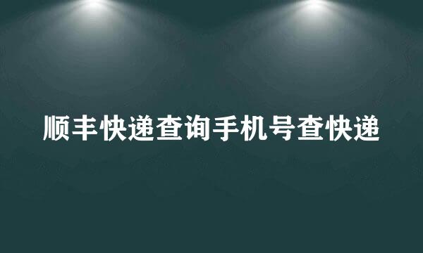 顺丰快递查询手机号查快递