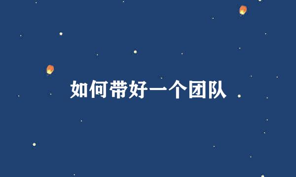 如何带好一个团队