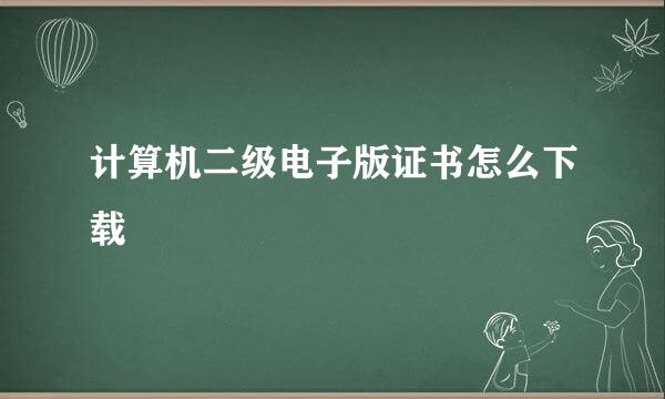 计算机二级电子版证书怎么下载