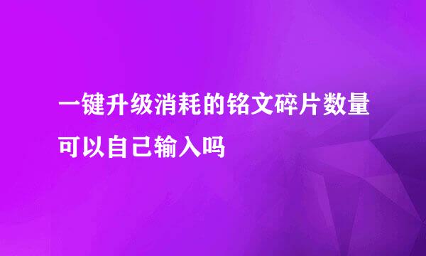 一键升级消耗的铭文碎片数量可以自己输入吗