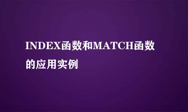 INDEX函数和MATCH函数的应用实例