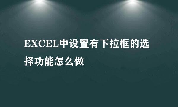 EXCEL中设置有下拉框的选择功能怎么做