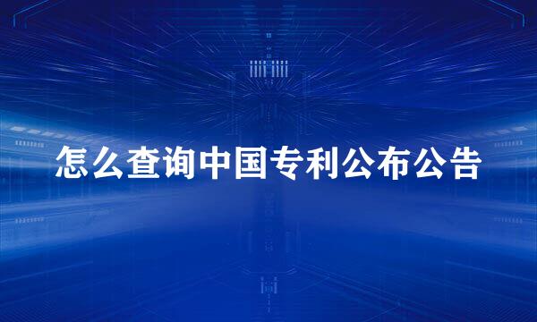 怎么查询中国专利公布公告