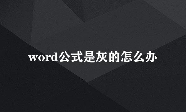 word公式是灰的怎么办