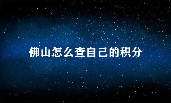 佛山怎么查自己的积分