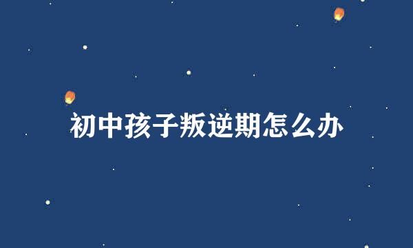 初中孩子叛逆期怎么办
