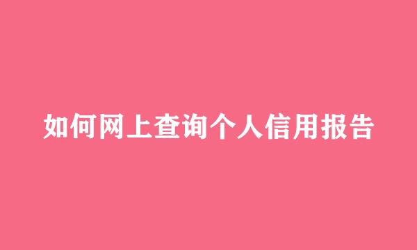 如何网上查询个人信用报告