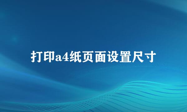 打印a4纸页面设置尺寸