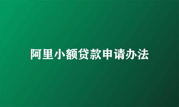 阿里小额贷款申请办法