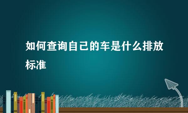 如何查询自己的车是什么排放标准