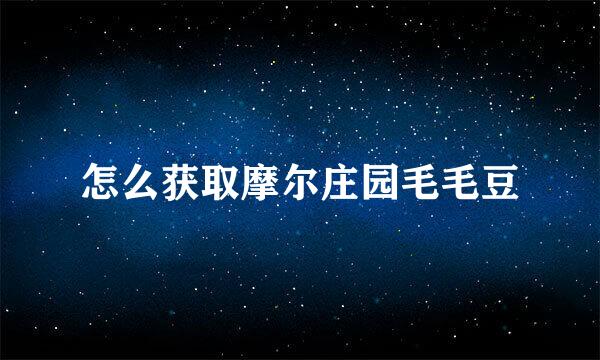 怎么获取摩尔庄园毛毛豆