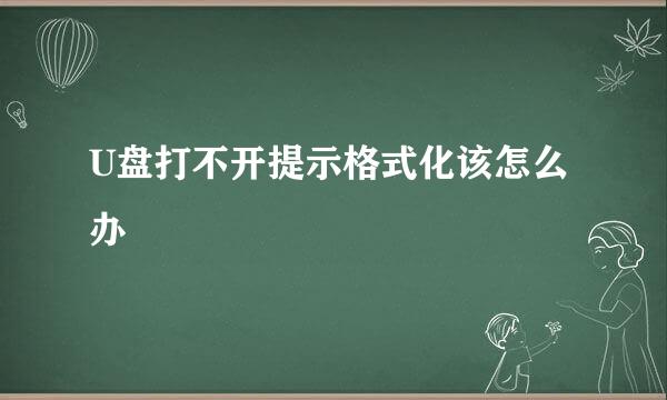 U盘打不开提示格式化该怎么办