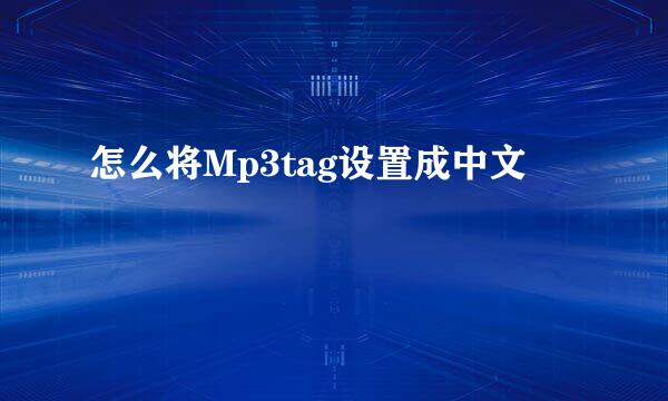怎么将Mp3tag设置成中文
