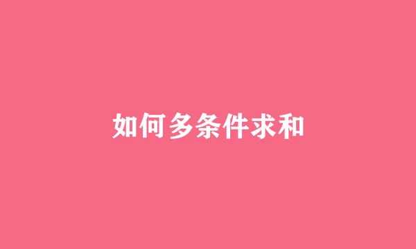 如何多条件求和