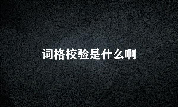 词格校验是什么啊