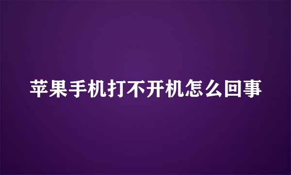 苹果手机打不开机怎么回事