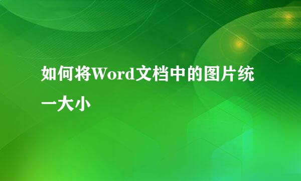 如何将Word文档中的图片统一大小
