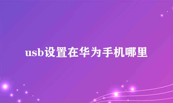 usb设置在华为手机哪里
