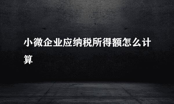 小微企业应纳税所得额怎么计算
