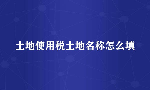 土地使用税土地名称怎么填