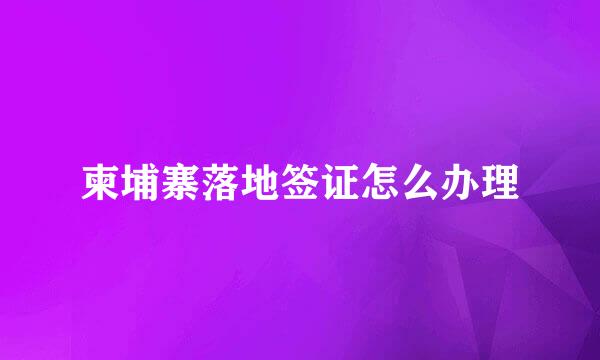 柬埔寨落地签证怎么办理