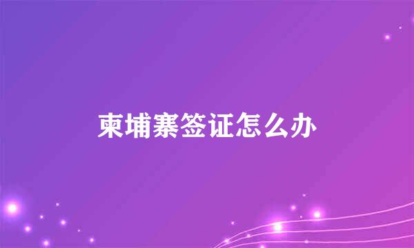 柬埔寨签证怎么办