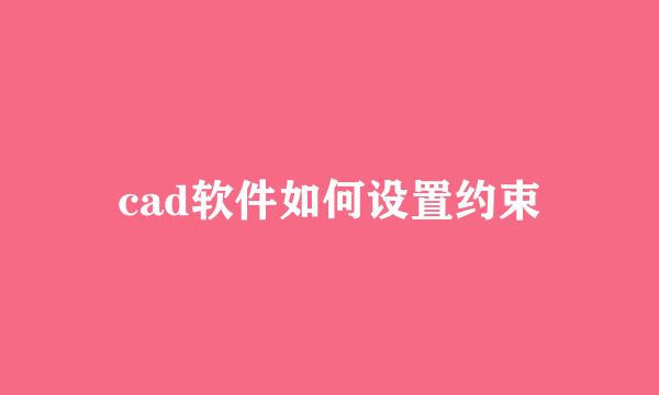 cad软件如何设置约束