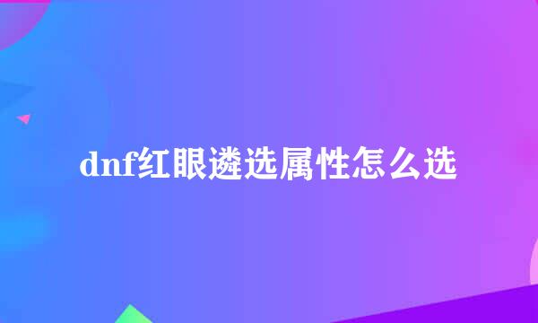 dnf红眼遴选属性怎么选