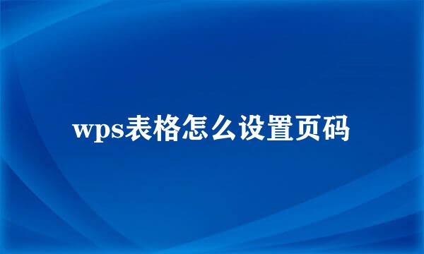 wps表格怎么设置页码