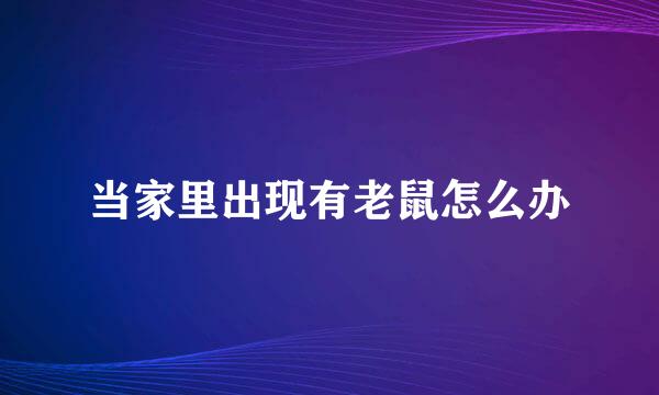 当家里出现有老鼠怎么办