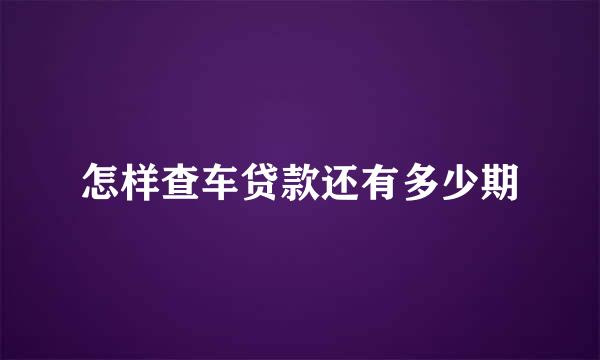 怎样查车贷款还有多少期
