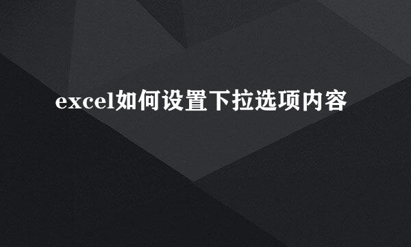 excel如何设置下拉选项内容