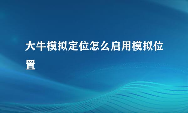 大牛模拟定位怎么启用模拟位置