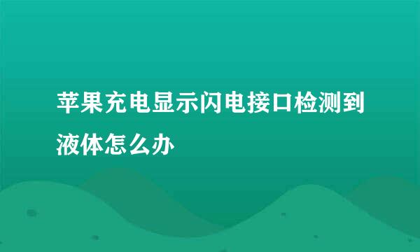 苹果充电显示闪电接口检测到液体怎么办