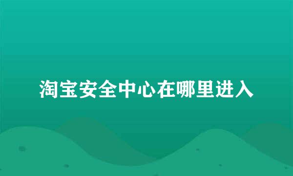 淘宝安全中心在哪里进入